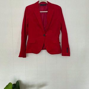 Zara Basic Red Corduroy Blazer